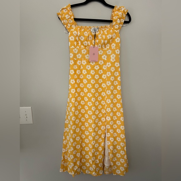 NWT Hello Molly Embrace It All Yellow Floral Midi Dress - Picture 2 of 7
